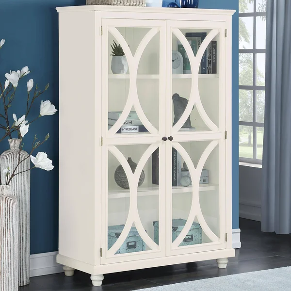 Home Fare 3-Shelf Wood Bookcase Display Cabinet in White