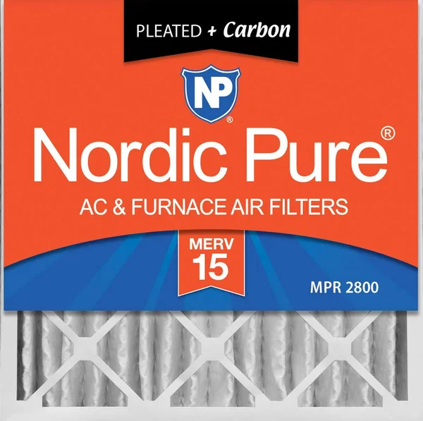 Nordic Pure 20x20x4 MERV 15 Pleated Plus Carbon AC Furnace Air Filters 2 Pack