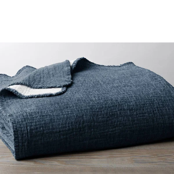Coyuchi Cozy Cotton Organic Blanket, Moonlight Blue, King