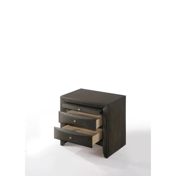 Q-Max Nightstand Crafted with Modern Elements Combining Wood - 3-Drawer