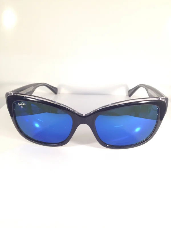 Maui Jim Plumeria Sunglasses Black with Crystal, Blue Hawaii