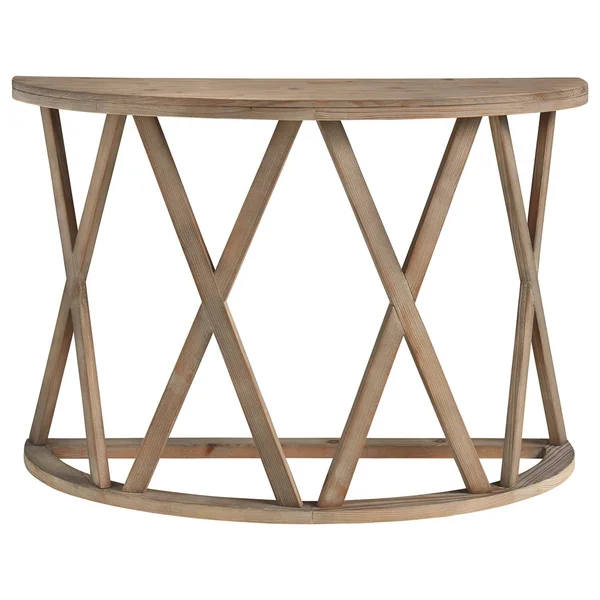 Wooden Plank Top Sofa Table with x Shaped Motif Base Light Brown