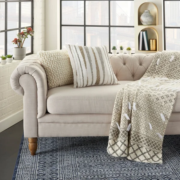Mina Victory Luminecence Beaded Waves Celadon Throw Pillow - Nourison E1057