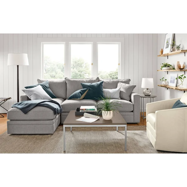 Room & Board, Modern Classic Round End Table 18 Diameter 22H in Stainless Steel, Fog Quartz Top w/ Stainless Steel Frame B