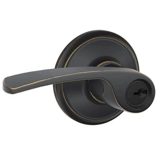 Schlage F51-Mer Merano Single Cylinder Keyed Entry Door Lever Set - Bronze