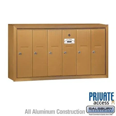 Salsbury Industries 3506ZSP Vertical Mailbox, Surface, 6 Doors, Bronze