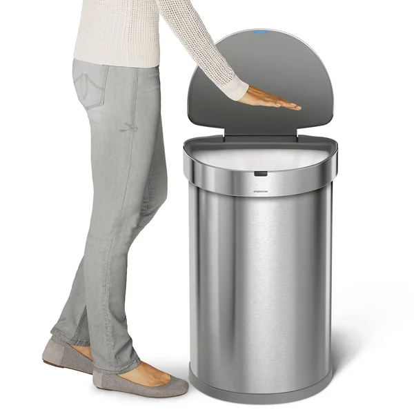 simplehuman 45L Semi-Round Stainless Steel Sensor Trash Can