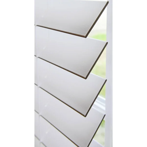 Linen Avenue Custom Cordless Faux Wood Blind White, 69 W x 48 H Partial Inside Mount