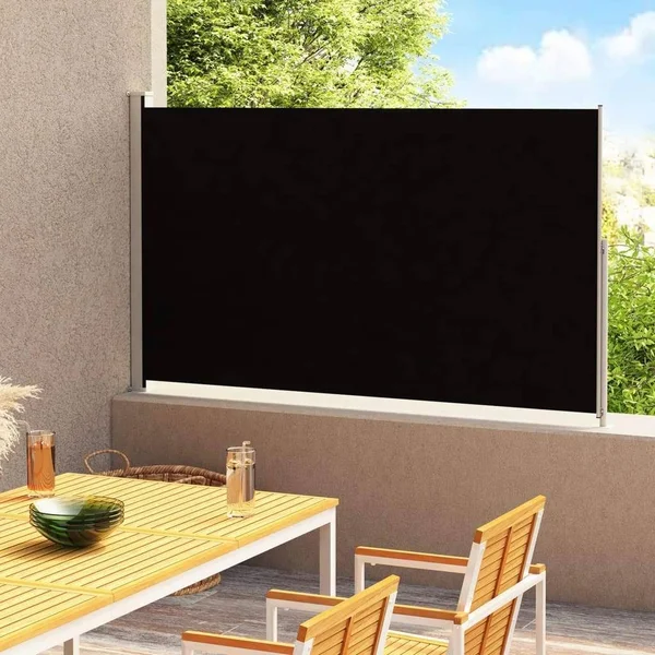 vidaXL Patio Retractable Side Awning 86.6x22x118.1x22 Black