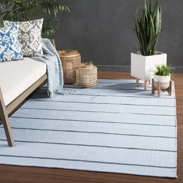 Lowe&s Sundry 9 x 12 Blue/Ivory Indoor/Outdoor Stripe Coastal Handcrafted Area Rug - BRG143127