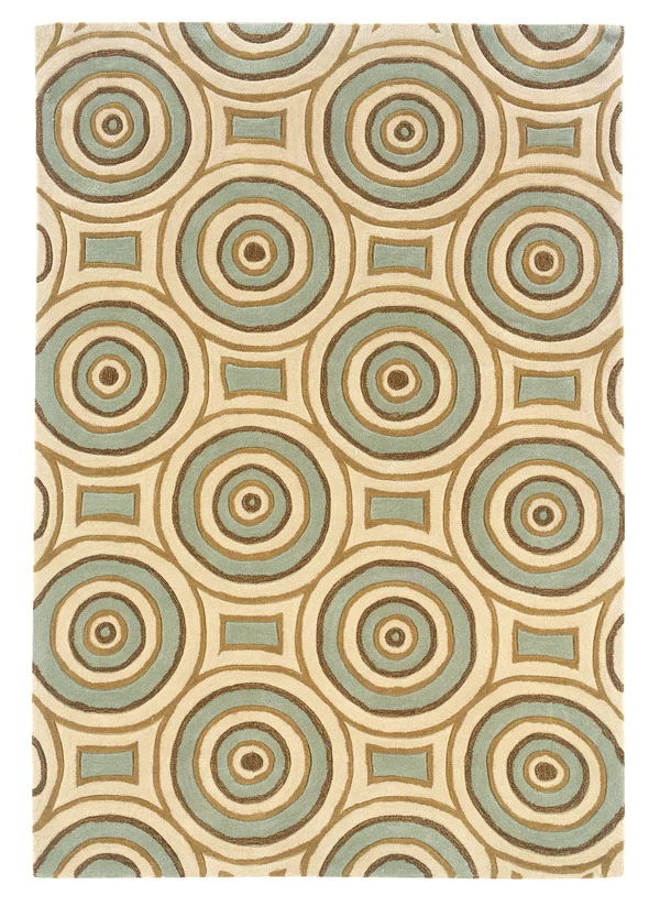 Linon Trio Area Rug - Cream - Aqua, Size: 8 x 10 ft.