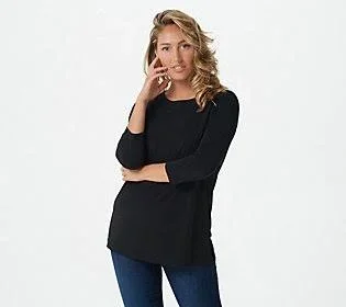 Susan Graver Modern Essentials Regular Liquid Knit Tunic, Size Large, Black