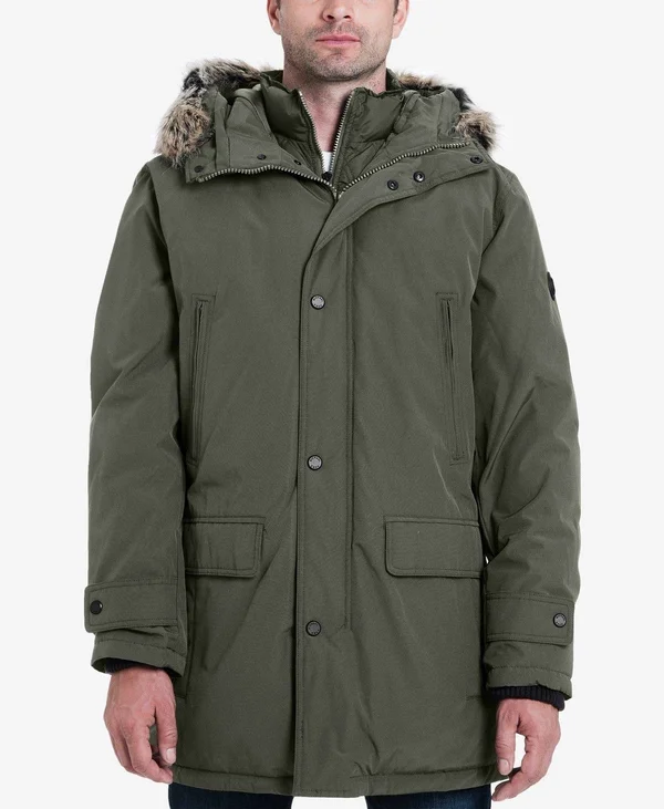 Michael Kors Men's Hooded Bib Snorkel Parka Coat Medium Olive Green