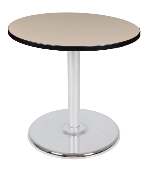 Regency Via 30x22 Round Platter Base Table- Beige/Chrome