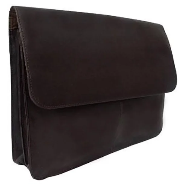 Piel Leather Three Section Flap Portfolio Black