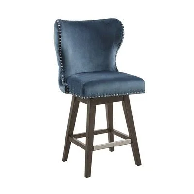 Pene Swivel Bar & Counter Stool Darby Home Co Seat Height: Counter Stool (27” Seat Height), Upholstery: Dark Blue