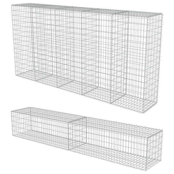 vidaXL Gabion Wall with Covers Galvanized Steel - 118x22x19.7x22x59x22
