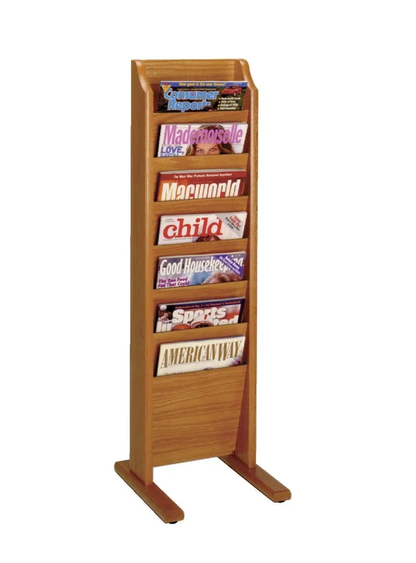 Free Standing Magazine Rack - 7 Pockets - Cascade - Specify Wood Finish
