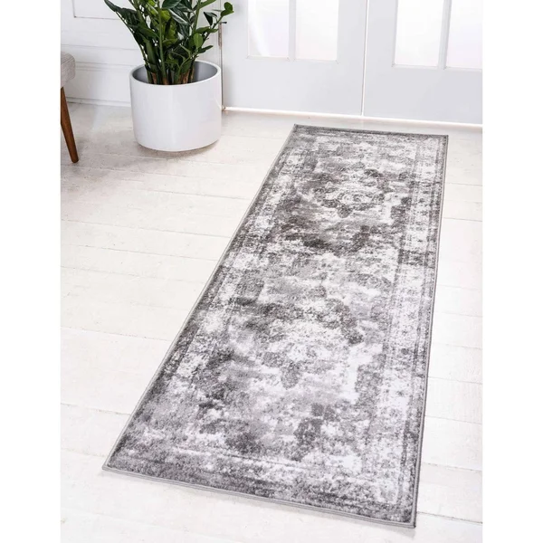 Unique Loom Area Rug, 5& 0 x 5& 0 Round, Black/Gray