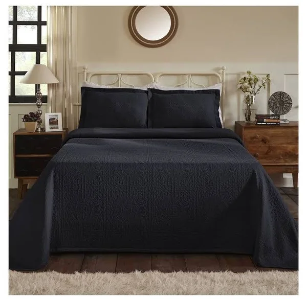 Superior Jacquard Matelasse Fleur-de-lis Bedspread Set, Blue