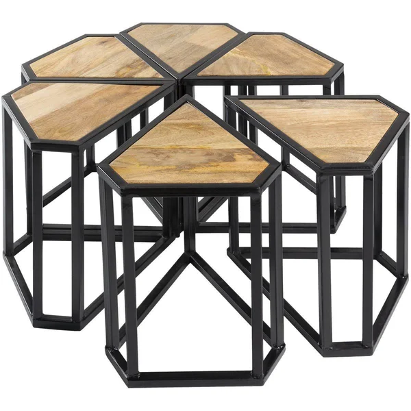 Surya Center Table PTL-001 Petal Black Modern