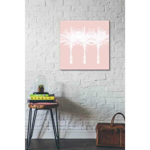 Epic Graffiti 'White and Pink Palm Trees' by Linda Woods - Canvas Wall Art, 18 inchx18 inch, Size: 18 x 18