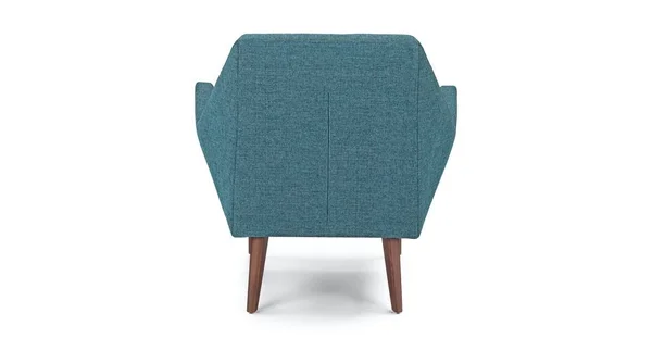 Blue Tweed Fabric Armchair - Solid Wood Legs, Article Angle Modern Furniture