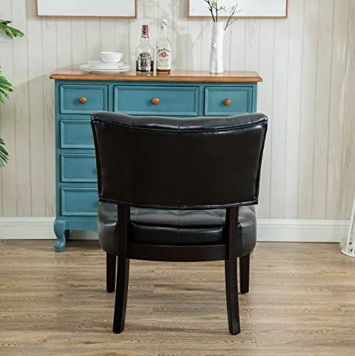 Roundhill Furniture Faux Leather Tufted Accent Chair - Oversized, Black
