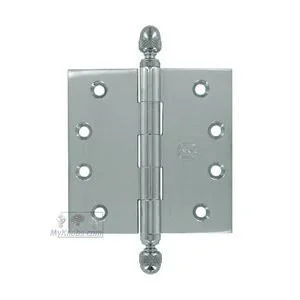 Omnia Door Hinges - 4x22 x 4x22 Plain BEARING - Solid Brass Hinge with Acorn Finials in Polished Chrome - 985/4-085/ACN2.26