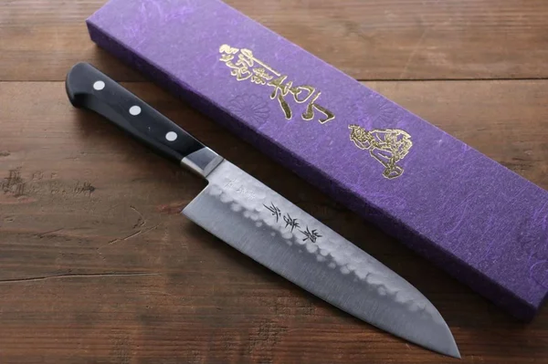Sakai Takayuki Aogami Warikomi blue-2 Steel Hammered Santoku Knife 180mm