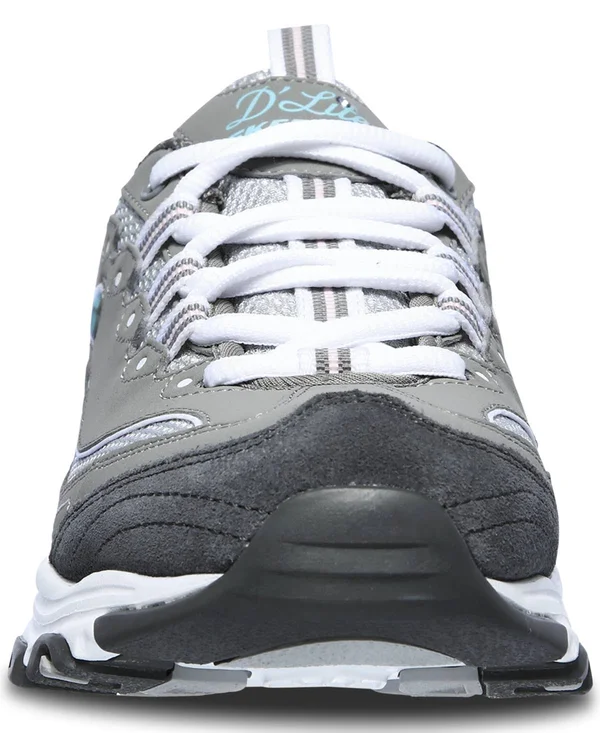 Skechers Women's D&Lites - New Journey Sneakers - Gray/Light Pink, 7.0