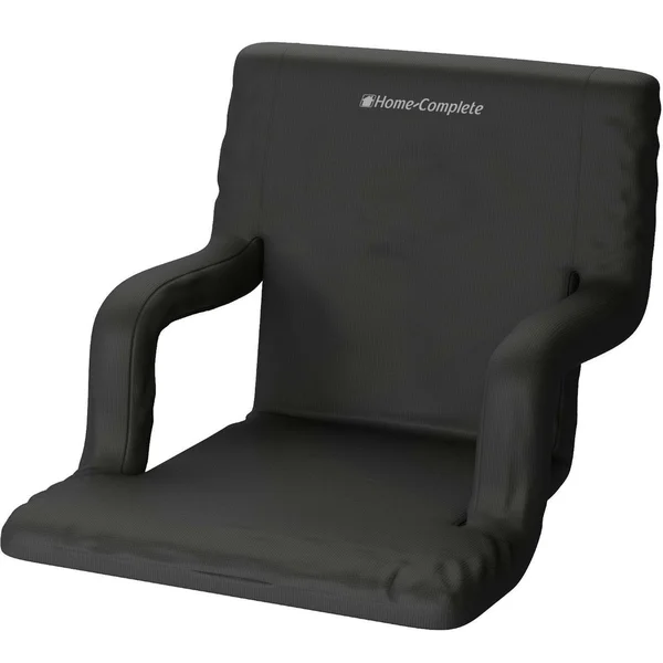 Home-Complete Stadium Chair with Wide Bleacher Cushion in Black