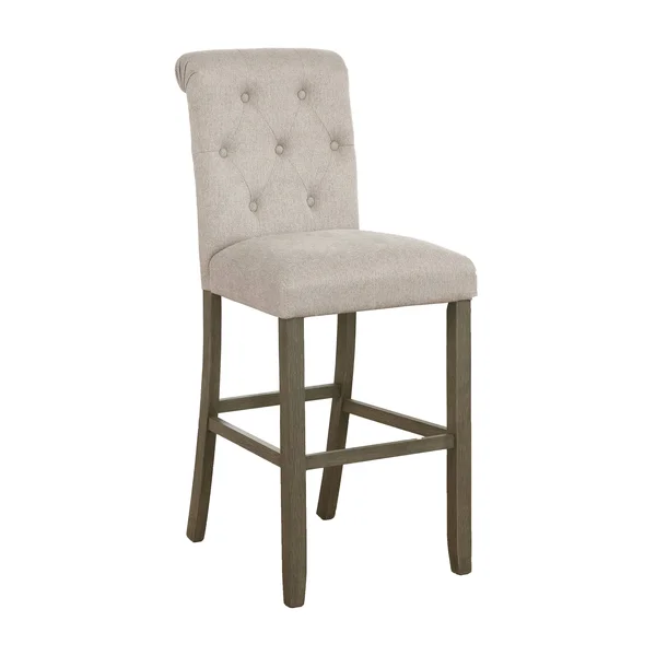 CDecor Croxton Upholstered Tufted Back Bar Stools (Set of 2) - Beige