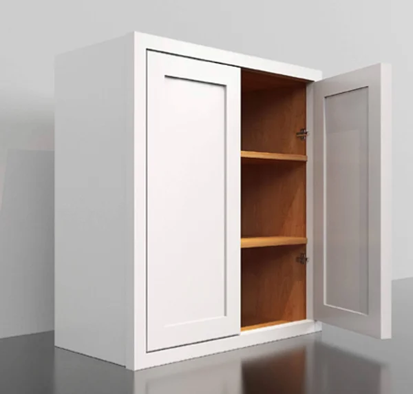 RTA Wholesalers 24 inch Wide 30 inch Tall 14 inch Deep Kitchen Cabinet Snow White Inset Shaker - Double Door - Unassembled