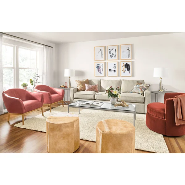 Room & Board, Modern Classic Round End Table 18 Diameter 22H in Stainless Steel, Fog Quartz Top w/ Stainless Steel Frame B