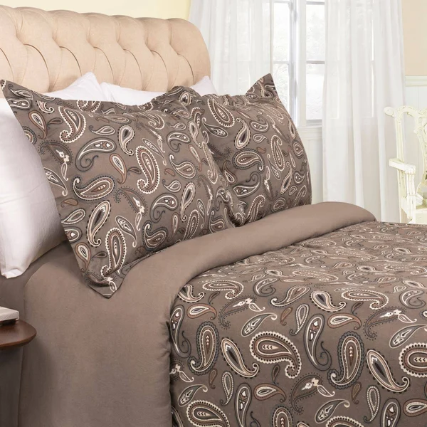 Luxor Impressions Treasures Cotton Flannel Sheet Set, Purple, Paisley, King