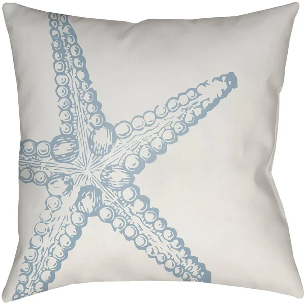 Surya Nautical III Starfish Outdoor Pillow - Blue