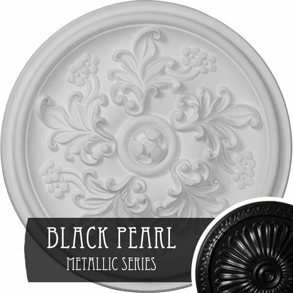 Ekena Millwork CM14KTBPS 14 1/2x22OD x 2 3/4x22P Katheryn Ceiling Medallion (Fits Canopies Up to 2 1/8x22), Hand-Painted Black P