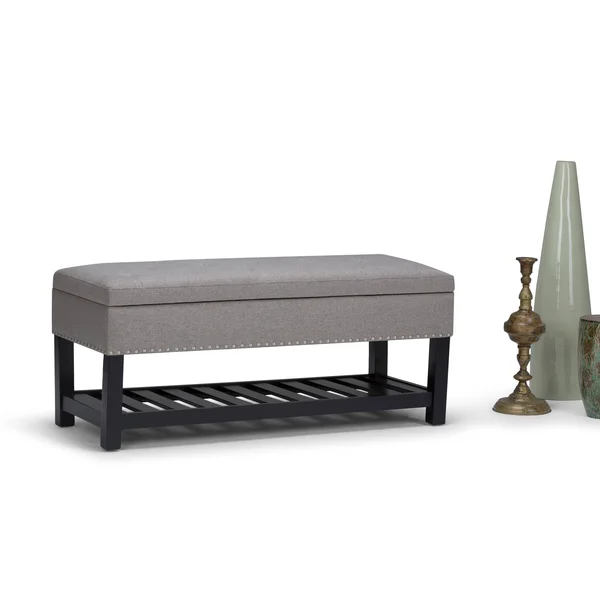 Wyndenhall Riley 43 inch Wide Traditional Rectangle Ottoman Bench - Dove Grey