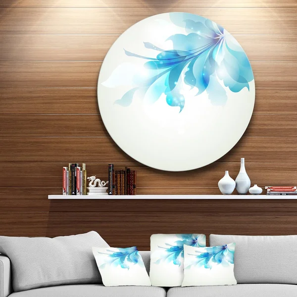 Designart &Tender Blue Abstract Flowers& Floral Glossy Metal Wall Art