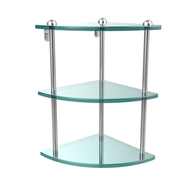 Allied Brass Three Tier Corner Glass Shelf - Satin Chrome