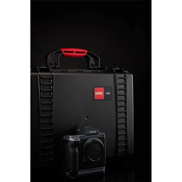 HPRC 2500 Resin Hard Case with Foam for Fujifilm Gfx100 - Black with Red Handle GFX100-2500-01