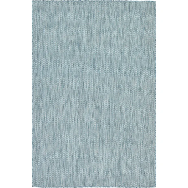 Unique Loom Outdoor Solid Area Rug - 6& x 9& Teal