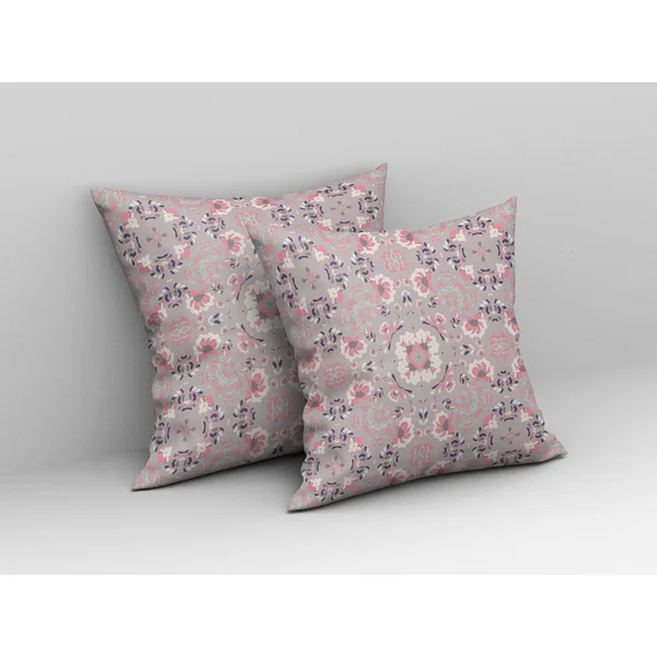 Amrita Sen Love and Liberty Suede Blown and Closed Pillow w/ Insert in Muted Pink - 18x22x18x22