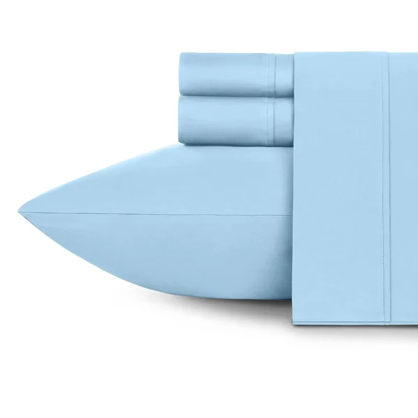 Everyday Soft Sateen Solid Sheet Set California King, Sky Blue, Sheet Set - 100% Cotton - 400 Thread Count