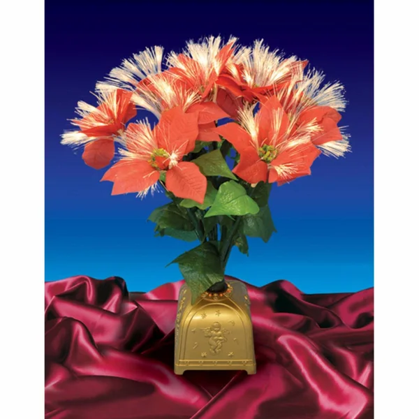 Northlight 20 in. Pre-Lit Poinsettia Fiber Optic Red Artificial Christmas Plant