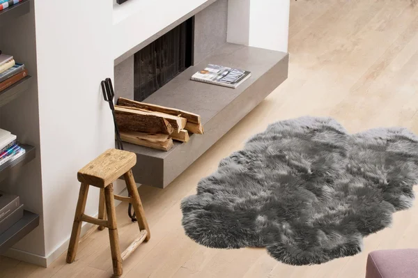 48x22 x 72x22 x 2x22 Gray Quattro Sheepskin - Area Rug