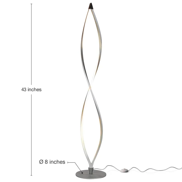 Brightech Twist LED Spiral Decorative Standing Floor Lamp with Dimmer - Silver