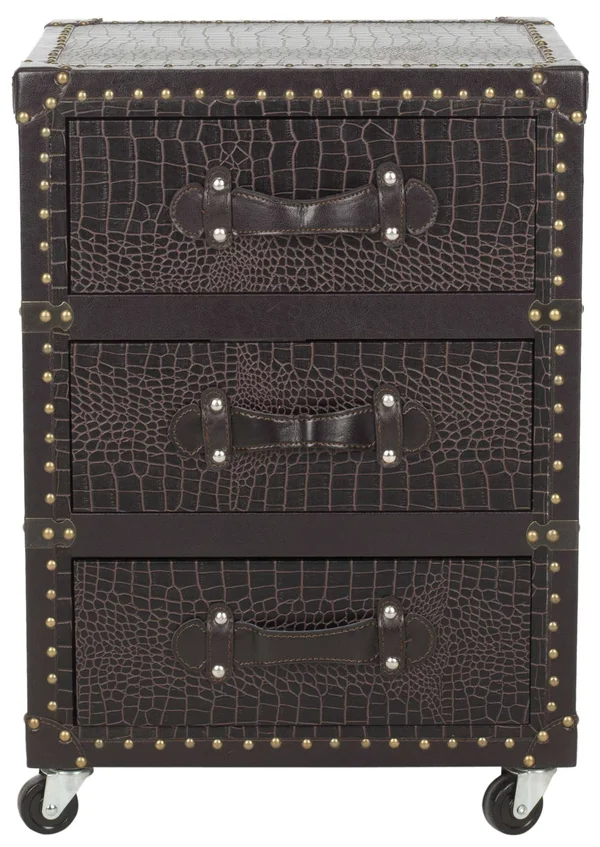 Safavieh Lloyd 3-Drawer Rolling Chest - Dark Brown