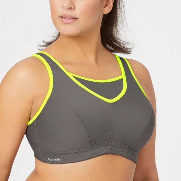 Women's Glamorise No-Bounce Camisole Sports Bra - Size 38DD - Grey